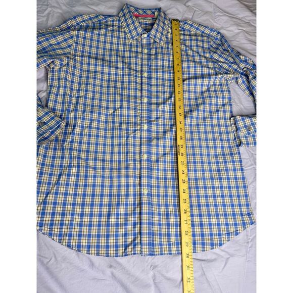 Jeremy Argyle NYC Men's sz Large Blue Tan Plaid Button Down Shrt Long Sleeve - Picture 11 of 11